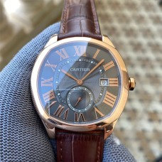 Drive De Cartier 40mm RG Black Dial Brown Leather Strap APSF A23J