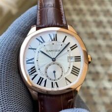Drive De Cartier 40mm White Dial Brown Leather Strap APSF A23J
