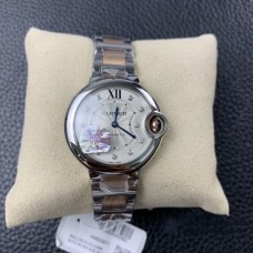 Ballon Bleu De Cartier 33mm RG/SS White Dial Diamond Marker Two Hands RG/SS Bracelet TWF NH05A