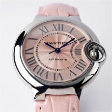 Ballon Bleu De Cartier 33mm Pink Dial Pink Leather Strap AF NH05A