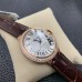 Ballon Bleu De Cartier 36mm RG Double Diamond Bezel White Dial Brown Leather Strap AF A2824