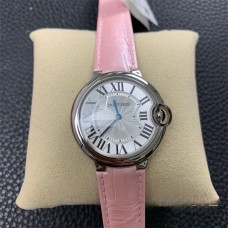 Ballon Bleu De Cartier 36mm White Dial Pink Leather Strap AF Swiss Quartz