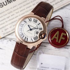 Ballon Bleu De Cartier 33mm RG White Dial Brown Leather Strap AF NH05A