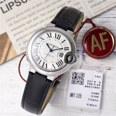 Ballon Bleu De Cartier 33mm White Dial Black Leather Strap AF NH05A