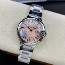 Ballon Bleu De Cartier 33mm Pink Dial SS Bracelet AF Swiss Quartz