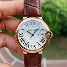 Ballon Bleu De Cartier 42mm RG White Dial Brown Leather Strap AF A2824