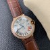 Ballon Bleu De Cartier 42mm RG Double Diamond Bezel White Dial Brown Leather Strap AF A2824