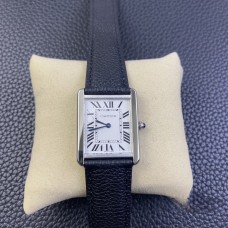 Tank 24mm White Dial Black Leather Strap DRF Swiss Quartz