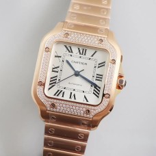 Santos Medium 35mm RG Diamond Bezel White Dial RG Bracelet BVF MY9015