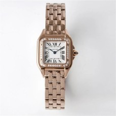 PANTHRE 22mm Ladies RG Diamond Bezel White Dial RG Bracelet BVF Swiss Quartz