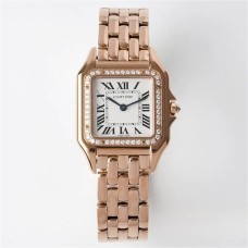 PANTHRE 27mm Ladies RG Diamond Bezel White Dial RG Bracelet BVF Swiss Quartz