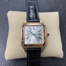 Santos Dumont 43.5*31.4mm RG White Dial Black Leather Strap F1F Swiss Quartz