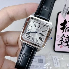 Santos Dumont 43.5×31.4mm White Dial Black Leather Strap F1F Swiss Quartz