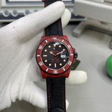DIW Submariner 40mm Red Bezel Black Dial Black Nylon Strap VSF VS3135