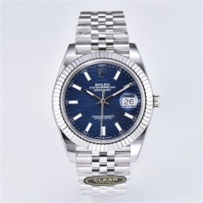 DateJust 41mm 126334 Fluted Bezel Motif Blue Dial Jubilee Bracelet Clean Factory CF VR3235