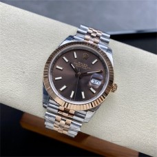 DateJust 41mm Fluted Bezel Chocolate Dial RG/SS Jubilee Bracelet VSF VS3235