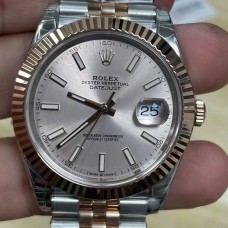 DateJust 41mm Fluted Bezel Silver Dial RG/SS Jubilee Bracelet VSF VS3235