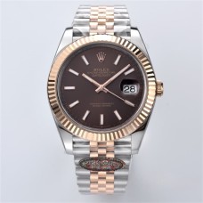 DateJust 41mm Fluted Bezel Chocolate Dial RG/SS Jubilee Bracelet Clean Factory CF VR3235