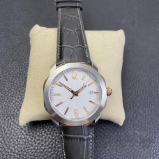 Octo Roma 41mm White Dial Black Leather Strap BVF MY9015
