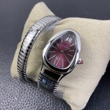 Serpenti Spiga 35mm Ladies Dark Red Dial SS Bracelet BVF Swiss Quartz
