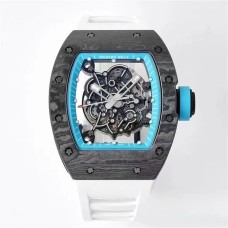RM055 Bubba Watson Real NTPT Skeleton Dial Blue Crown White Rubber Strap ZF NH05