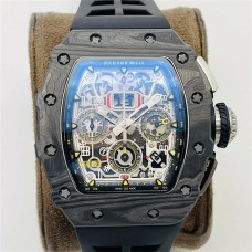 RM011 Chrono NTPT Skeleton Dial Black Crown Black Rubber Strap KVF A7750