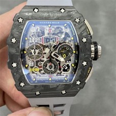RM011 Chrono NTPT Skeleton Dial Black Crown Grey Rubber Strap KVF A7750