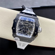 RM011 Chrono White Ceramic Skeleton Dial White Crown White Rubber Strap KVF A7750