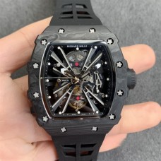 RM012 Transparent Tourbillon NTPT Skeleton Dial Black Crown Black Rubber Strap KVF Tourb