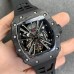 RM012 Transparent Tourbillon NTPT Skeleton Dial Black Crown Black Rubber Strap KVF Tourb