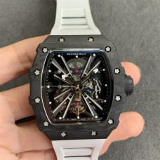 RM012 Transparent Tourbillon NTPT Skeleton Dial Black Crown White Rubber Strap KVF Tourb