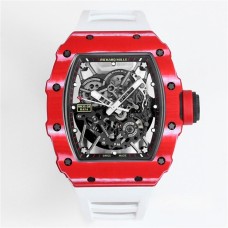 RM035-02 Red Real NTPT Skeleton Dial Red Crown White Rubber Strap BBRF NH05A