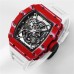 RM035-02 Red Real NTPT Skeleton Dial Red Crown White Rubber Strap BBRF NH05A
