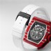RM035-02 Red Real NTPT Skeleton Dial Red Crown White Rubber Strap BBRF NH05A