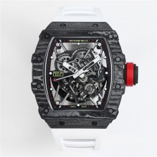 RM035-02 Real NTPT Skeleton Dial Red Crown White Rubber Strap BBRF NH05A