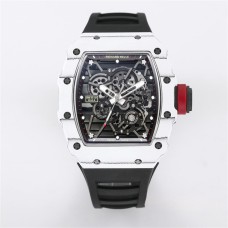RM035 White Real NTPT Skeleton Dial Red Crown Black Rubber Strap BBRF NH05A