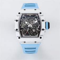 RM035 White Real NTPT Skeleton Dial Blue Crown Blue Rubber Strap BBRF NH05A