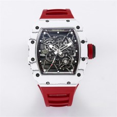 RM035 White Real NTPT Skeleton Dial Red Crown Red Rubber Strap BBRF NH05A