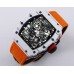 RM035 White Real NTPT Skeleton Dial Red Crown Orange Rubber Strap BBRF NH05A