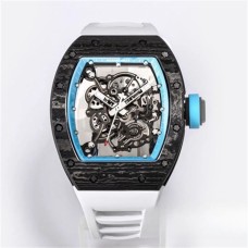 RM055 Real NTPT Skeleton Dial Blue Crown White Rubber Strap BBRF RMUL2