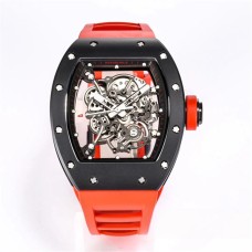 RM055 Black Ceramic Skeleton Dial Red Crown Red Rubber Strap BBRF RMUL2