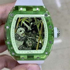 RM026 Tourbillon Green Panda Skeleton Dial White Crown White Rubber Strap RMF Tourb