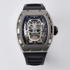 RM052 Tourbillon Silver PVD Skeleton Dial Black Rubber Strap EURF Tourb