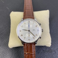 IWC Portugieser Chrono 41mm IW371445 White Dial Brown Leather Strap ZF A7750