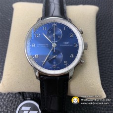 IWC Portugieser Chrono Laureus Sport 41mm IW371432 Blue Dial Black Leather Strap ZF A7750