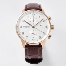IWC Portugieser Chrono 41mm IW371480 RG White Dial Brown Leather Strap ZF A7750