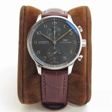 IWC Portugieser Chrono 41mm IW371447 Grey Dial Brown Leather Strap ZF A7750