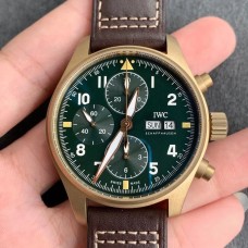 IWC Pilot Chrono 41mm IW387902 Bronze Green Dial Brown Leather Strap ZF A7750