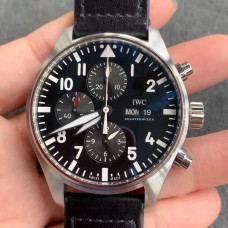 IWC Pilot Chrono 43mm IW377709 Black Dial Black Leather Strap ZF A7750