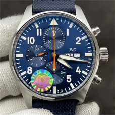 IWC Pilot Chrono 43mm IW377729 Blue Dial Blue Leather Strap AZ A7750